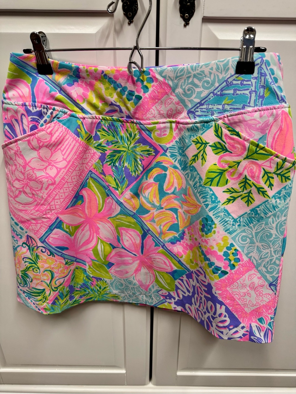 Lilly Pulitzer Patchwork Floral Luxletic Skort Pink & Aqua